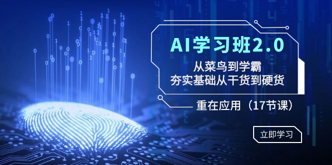 (8964期)AI学习班2.0:从菜鸟到学霸,夯实基础从干货到硬货,重在应用(17节课)