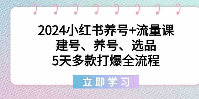 (8974期)2024小红书养号+流量课:建号、养号、选品,5天多款打爆全流程