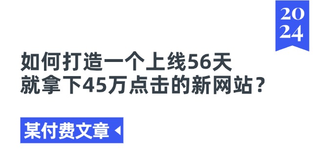 (11420期)某付费文章《如何打造一个上线56天就拿下45万点击的新网站?》