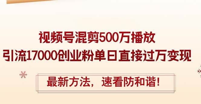 (12391期)精华帖视频号混剪500万播放引流17000创业粉,单日直接过万变现,最新方…