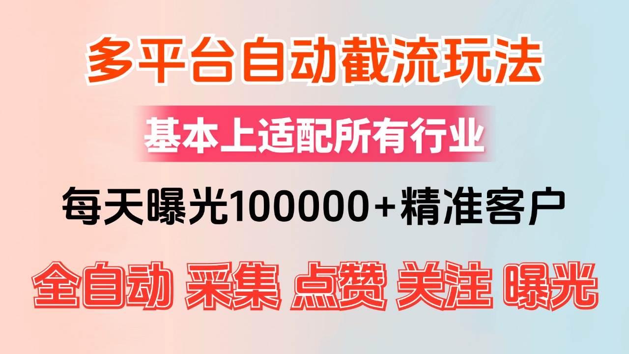 (12709期)小红书抖音视频号最新截流获客系统,全自动引流精准客户【日曝光10000+…