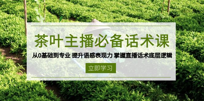 (13961期)茶叶 主播必备话术课 从0基础到专业 提升语感表现力 掌握直播话术底层逻辑