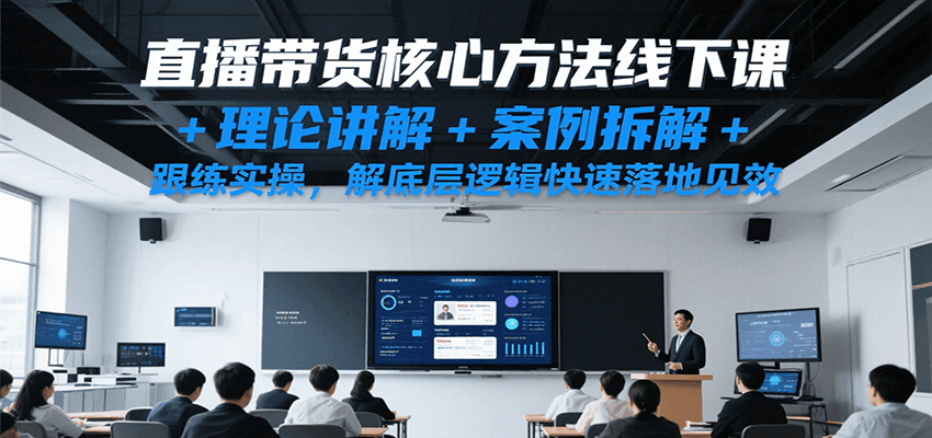 直播带货核心方法线下课,理论讲解+案例拆解+跟练实操,解底层逻辑快速落地见效