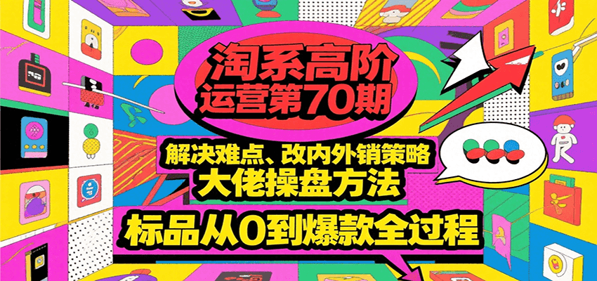 淘系高阶运营第70期，解决难点、改内外销策略，大佬操盘方法，标品从0到爆款全过程