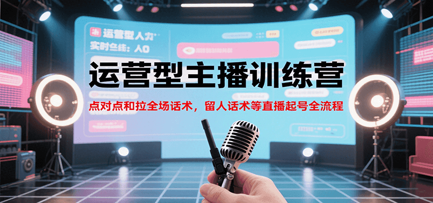 运营型主播训练营，点对点和拉全场话术，留人话术等直（更新7月）播起号全流程