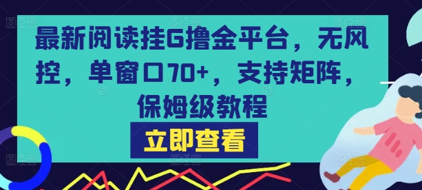 最新阅读挂G撸金平台,无风控,单窗口70+,支持矩阵,保姆级教程