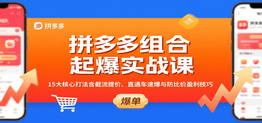 拼多多组合起爆实战课:15大核心打法含截流提价、直通车速爆与防比价盈利技巧