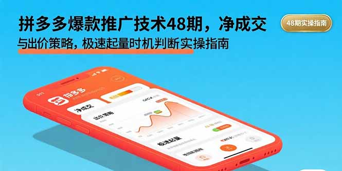 (15830期)拼多多爆款推广技术48期,净成交与出价策略,极速起量时机判断实操指南