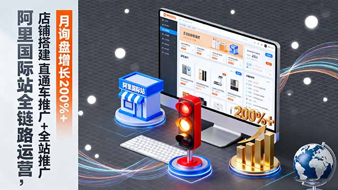 (16311期)阿里国际站全链路运营,店铺搭建+直通车推广+全站推广,月询盘增长200%+