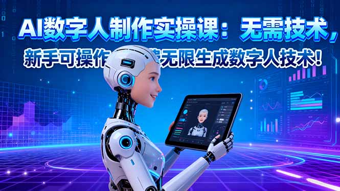 (16376期)AI数字人制作实操课:无需技术,新手可操作,免费无限生成数字人技术!