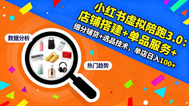 (16451期)小红书虚拟陪跑3.0:店铺搭建+单品服务+细分铺货+选品技术,单店日入100+
