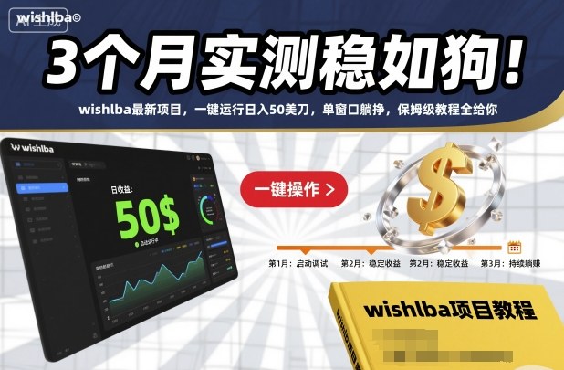 3个月实测稳如狗!wishlba最新项目,一键运行日入50美刀,单窗口躺挣,保姆级教程全给你