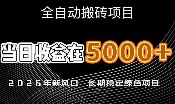 （17115期）2026年新风口赛道，当日6000+以上，可批量放大，月收入20万+，长期绿色稳定的项目