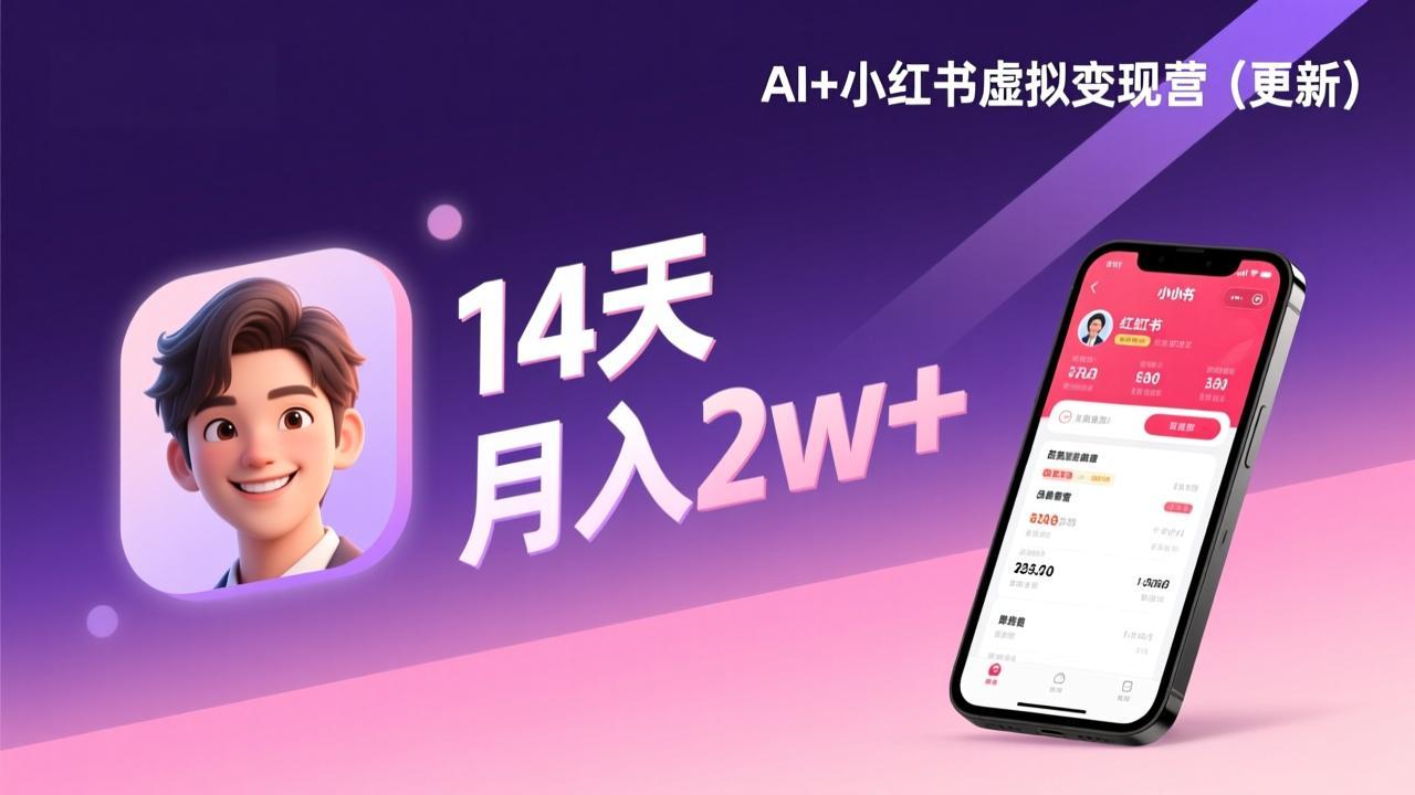 （17275期）AI+小红书虚拟变现营（更新），14天掌握选品、笔记、成交，打造自动化月入2w+事业