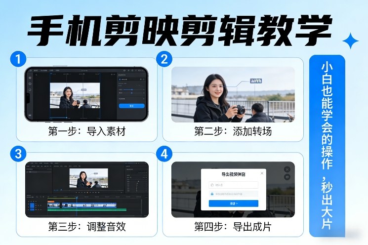 手机剪映剪辑教学，小白也能学会的操作，秒出大片
