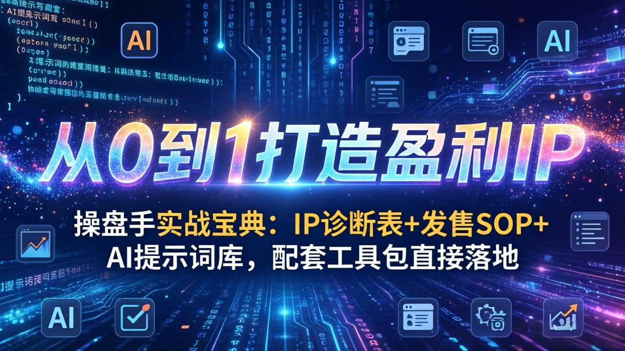(17593期)操盘手实战宝典:IP诊断表+发售SOP+AI提示词库,配套工具包直接落地,从0到1打造盈利IP