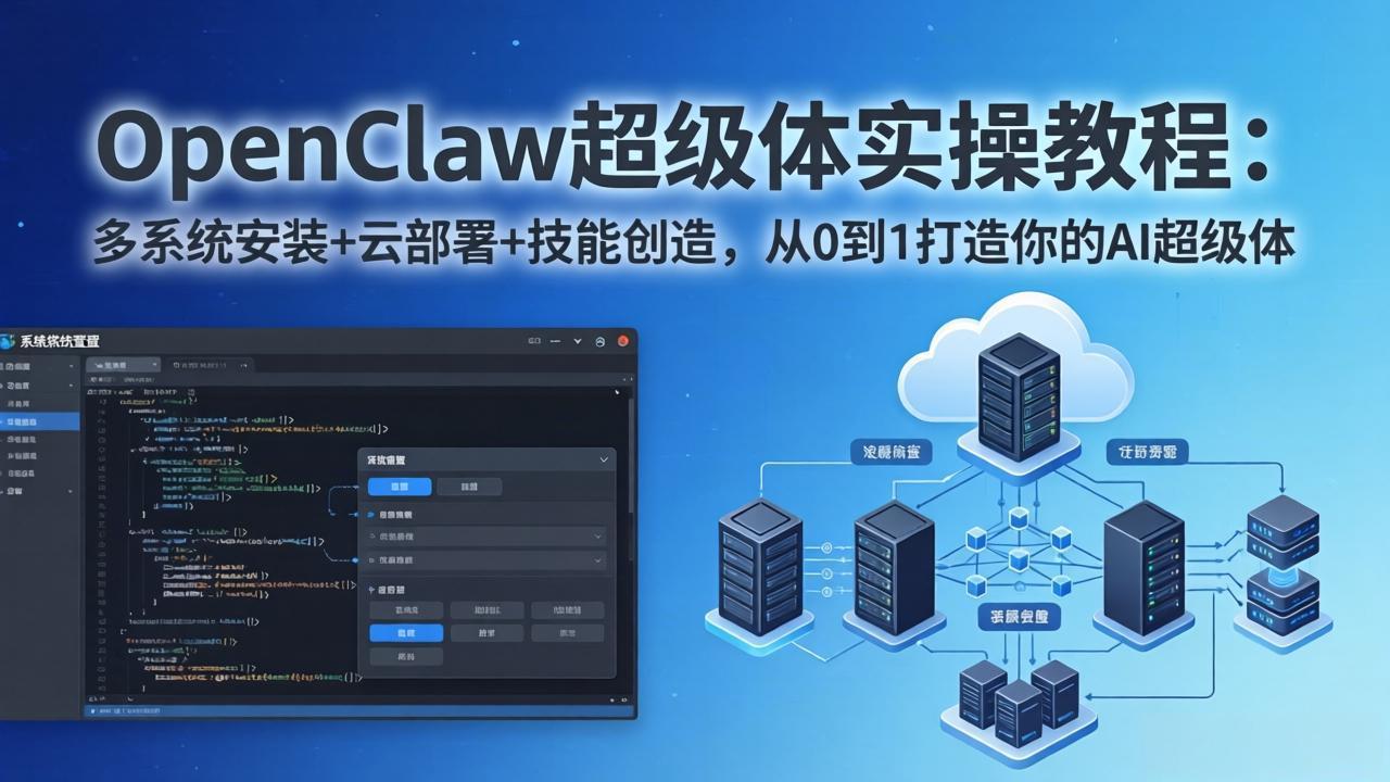 (17603期)OpenClaw-小龙虾 超级体实操教程:多系统安装+云部署+技能创造,从0到1打造你的AI超级体