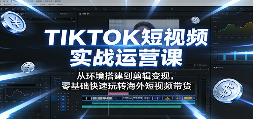 TIKTOK短视频实战运营课:从环境搭建到剪辑变现,零基础快速玩转海外短视频带货
