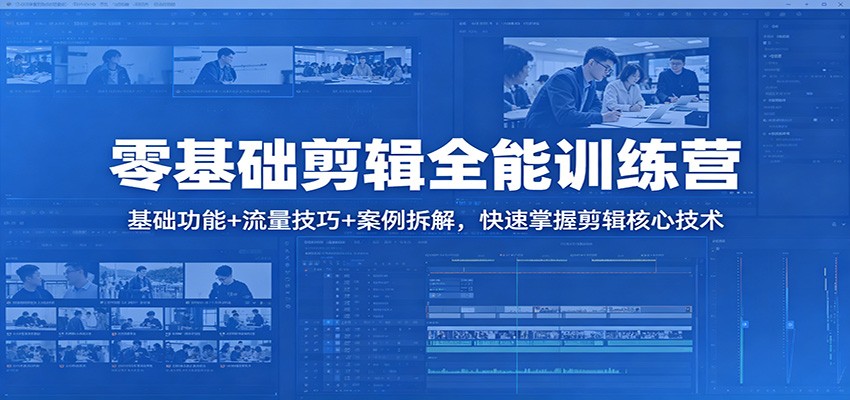 零基础剪辑全能训练营：基础功能+流量技巧+案例拆解，快速掌握剪辑核心技术
