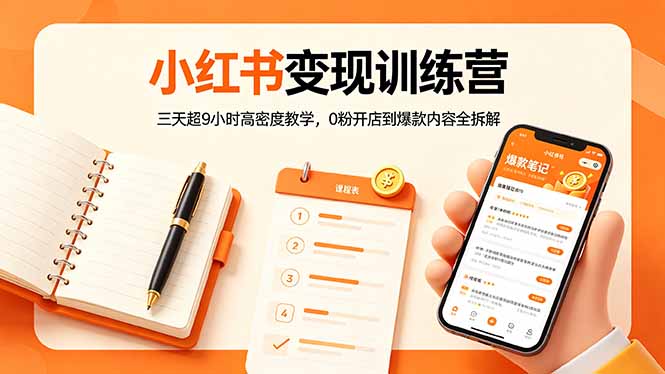 （18337期）小红书变现训练营：三天超9小时高密度教学，0粉开店到爆款内容全拆解
