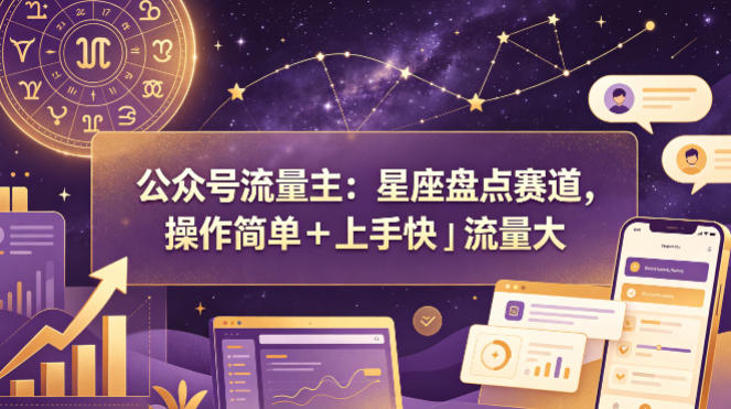 公众号流量主：星座盘点赛道，操作简单＋上手快＋流量大