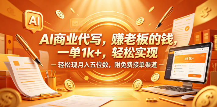 AI商业代写,賺老板的钱,一单1k+,轻松实现月入五位数,附免费接单渠道