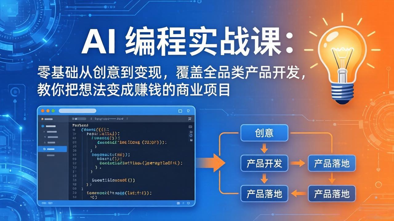 (18806期)AI编程实战课-第三期-6月更新:零基础从创意到变现,覆盖全品类产品开发,把想法变成赚钱项目