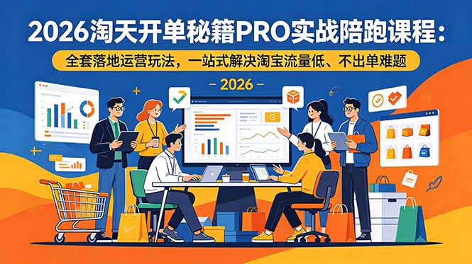 (18844期)2026淘天开单秘籍PRO实战陪跑课程:全套落地运营玩法,一站式解决淘宝流量低、不出单难题
