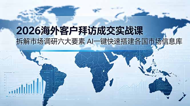 (18992期)2026海外客户拜访成交实战课:拆解市场调研六大要素,AI一键快速搭建各国市场信息库